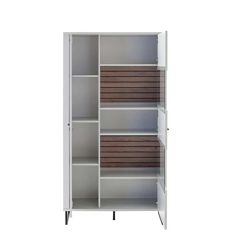 Wohnzimmerschrank in Weiß mit Wildeiche - Varzino