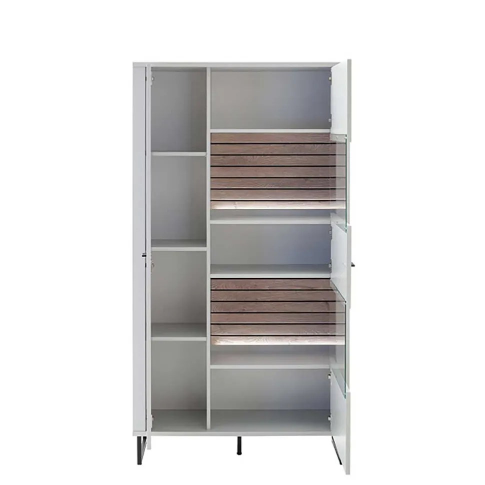 Wohnzimmerschrank in Weiß mit Wildeiche - Varzino