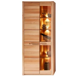 Wohnzimmervitrine aus Kernbuche mit LED - Amyonta