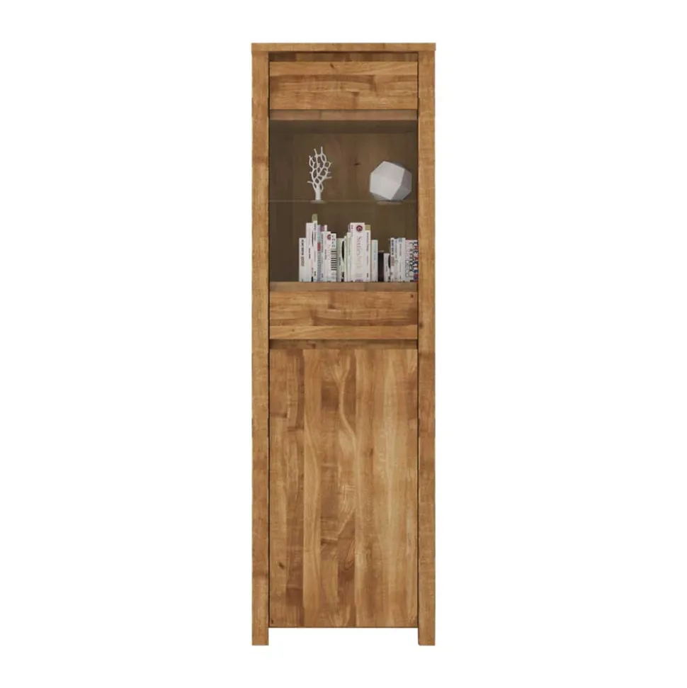 Wohnzimmervitrine Nadalia aus Wildeiche Massivholz