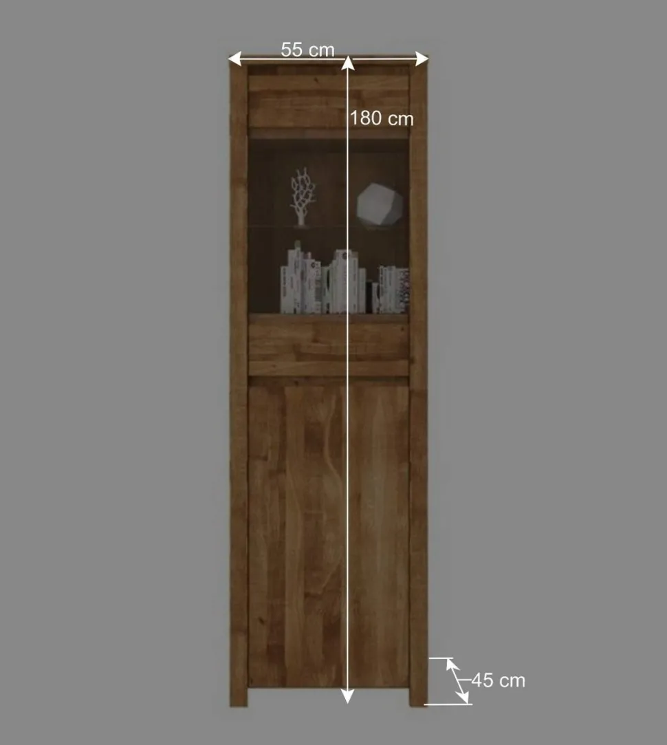 Wohnzimmervitrine Nadalia aus Wildeiche Massivholz