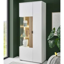 Wohnzimmer-Vitrinenschrank zweifarbig - Nenaloro