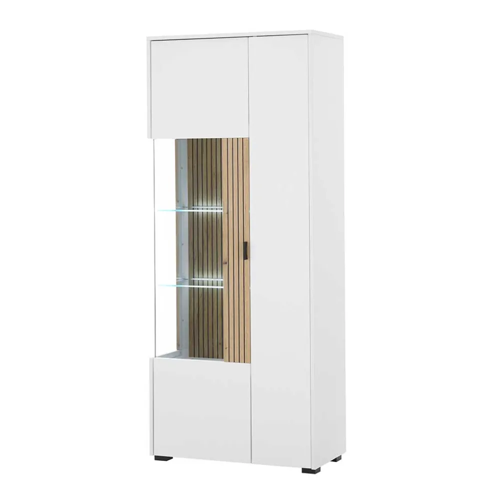 Wohnzimmer-Vitrinenschrank zweifarbig - Nenaloro