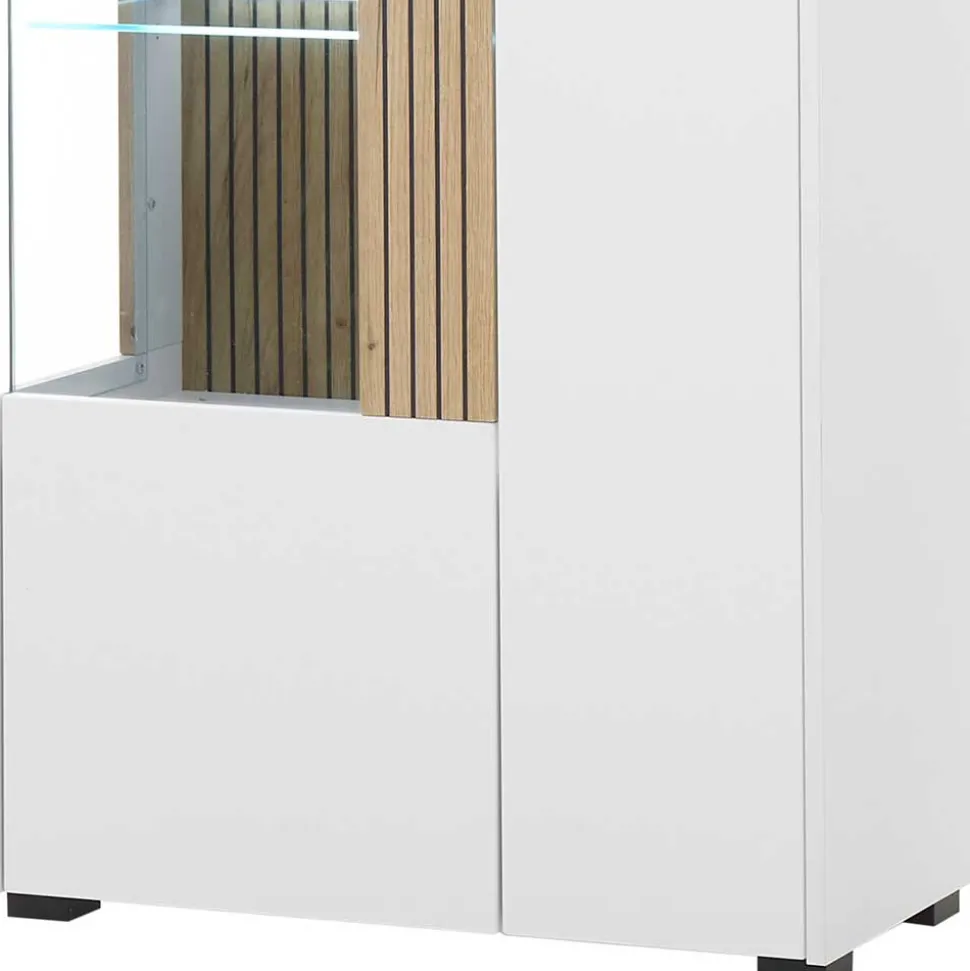 Wohnzimmer-Vitrinenschrank zweifarbig - Nenaloro