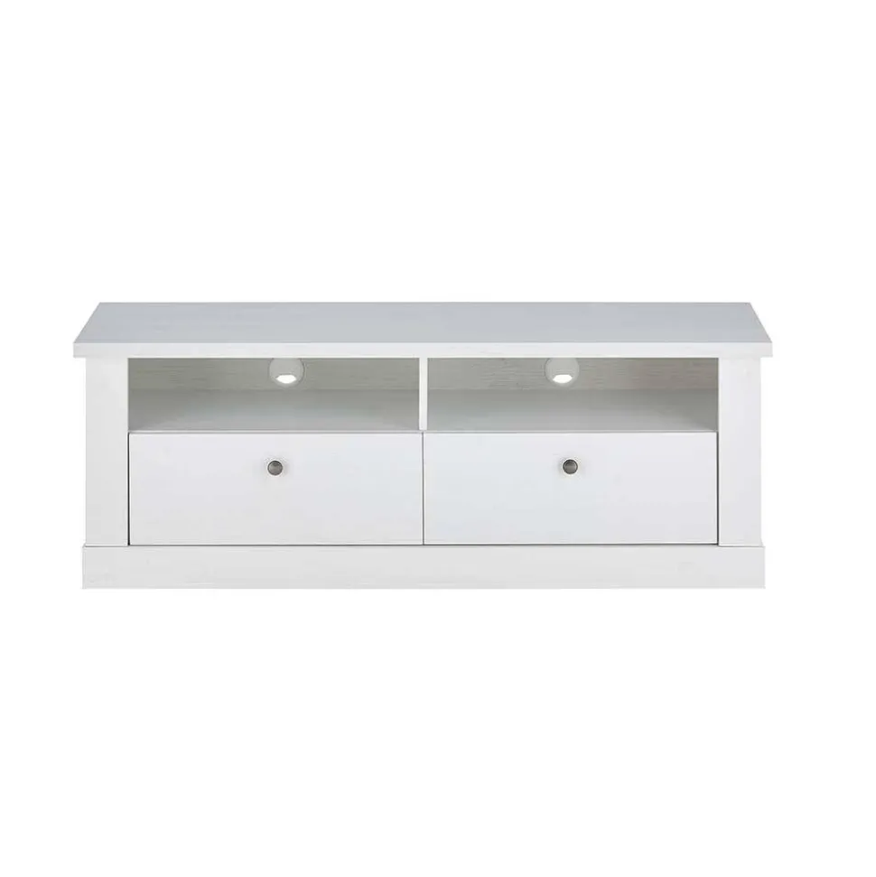 Wohnzimmerwohnwand in weißer Holzoptik Pinie - Liancos (vierteilig)
