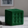 Würfelhocker aus Samt in Grün - Oldschool