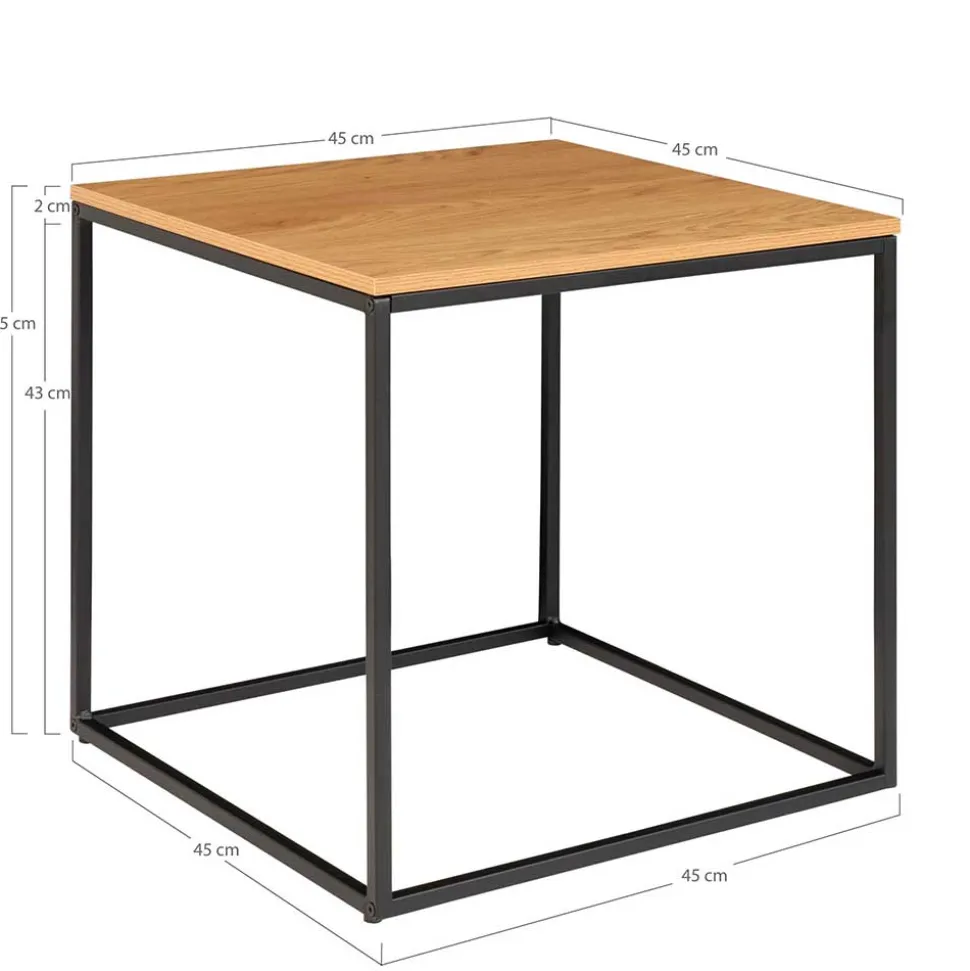 45x45 Beistelltisch in Eiche & Schwarz - Mercadeo