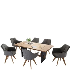 180x90 cm Esstisch & Tischsessel - Khawala (siebenteilig)