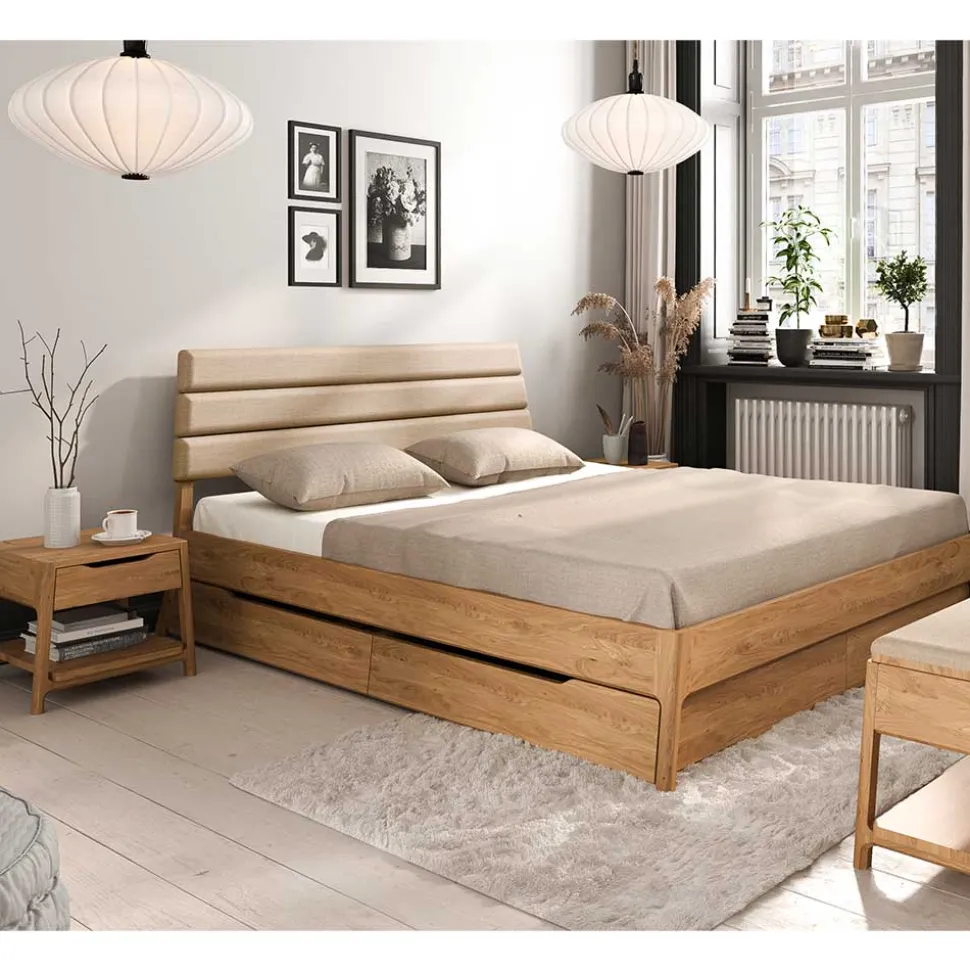 140x200 Designbett aus Wildeiche - Puwa