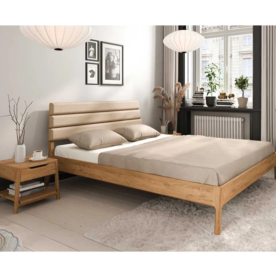 140x200 Designbett aus Wildeiche - Puwa
