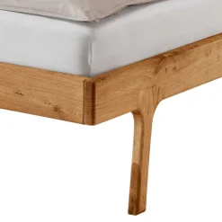 140x200 Holzbett aus Wildeiche mit Rattan - Ambrosso