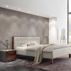 140x200 Polsterbett in Beige und Nussbaum - Kyras