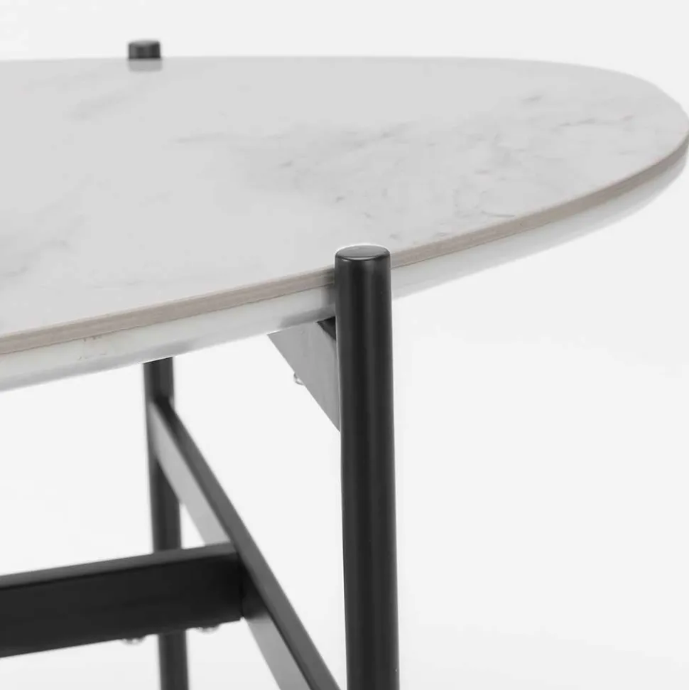 110x50 Wohnzimmertisch in Oval Marmor Optik - Inn