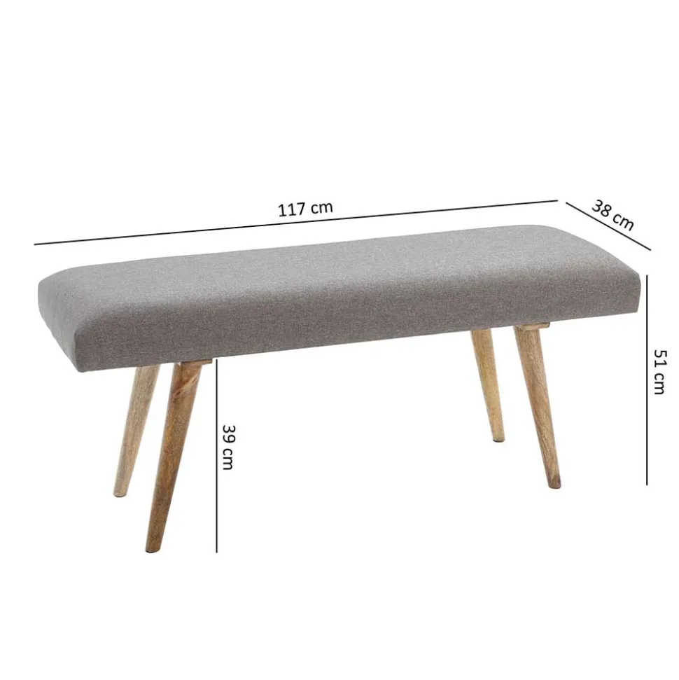 117x38cm Polsterbank im Mid Century Stil - Africo