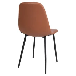 X-Fuß Esszimmertisch & Kunstlederstühle Braun - Gyrineva (fünfteilig)