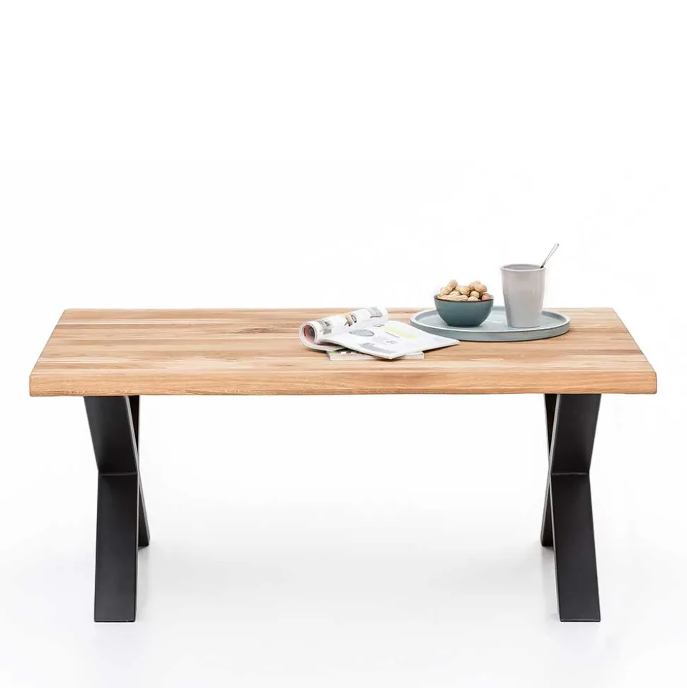 X-Fuß Sofatisch mit Live Edge Holzplatte - Riconia