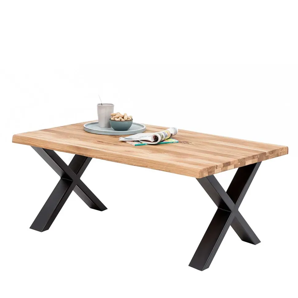 X-Fuß Sofatisch mit Live Edge Holzplatte - Riconia