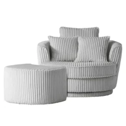 XL Drehsessel mit Hocker Set - Iliana (zweiteilig)