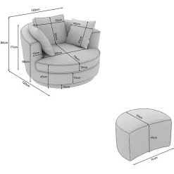 XL Drehsessel mit Hocker Set - Iliana (zweiteilig)