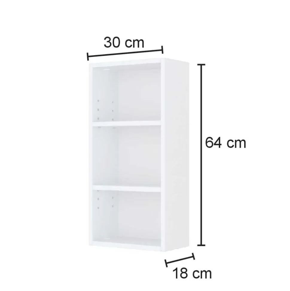 30x64x18 Badezimmer Hängeregal mit drei Fächern - Lemnas