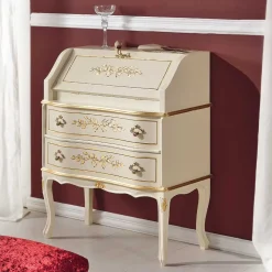 75x88x35 Barock Sekretär in Weiß & Gold - Iviada