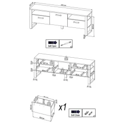 181x63x44 Breites TV Board modern - Dudleys