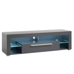 153x44x44 cm Graues TV Board mit Klappe & Glasböden - Due