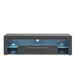 153x44x44 cm Graues TV Board mit Klappe & Glasböden - Due