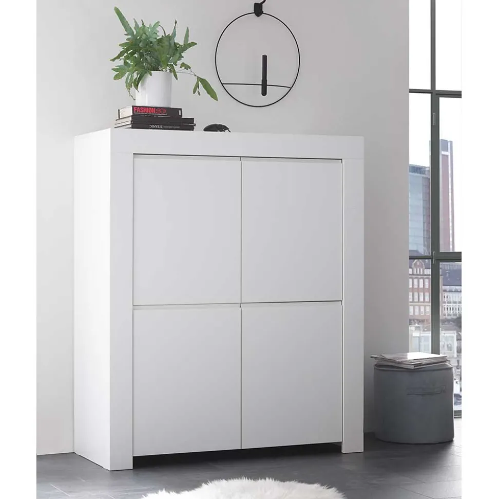 110x140x42 cm Highboard in Weiß lackiert - Mikes