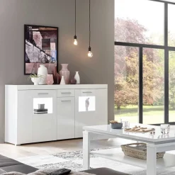 144x82x40 cm Hochglanz Sideboard in Weiß - Timmona