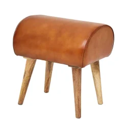 45x53x40 cm Leder Hocker mit Holzbeinen - Brian