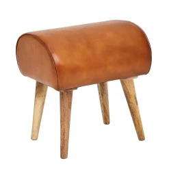 45x53x40 cm Leder Hocker mit Holzbeinen - Brian