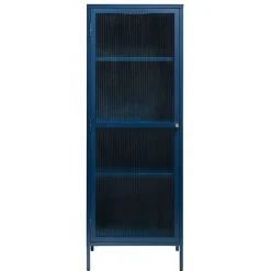 58x160x40 cm Metall Vitrine in Blau - Liseola
