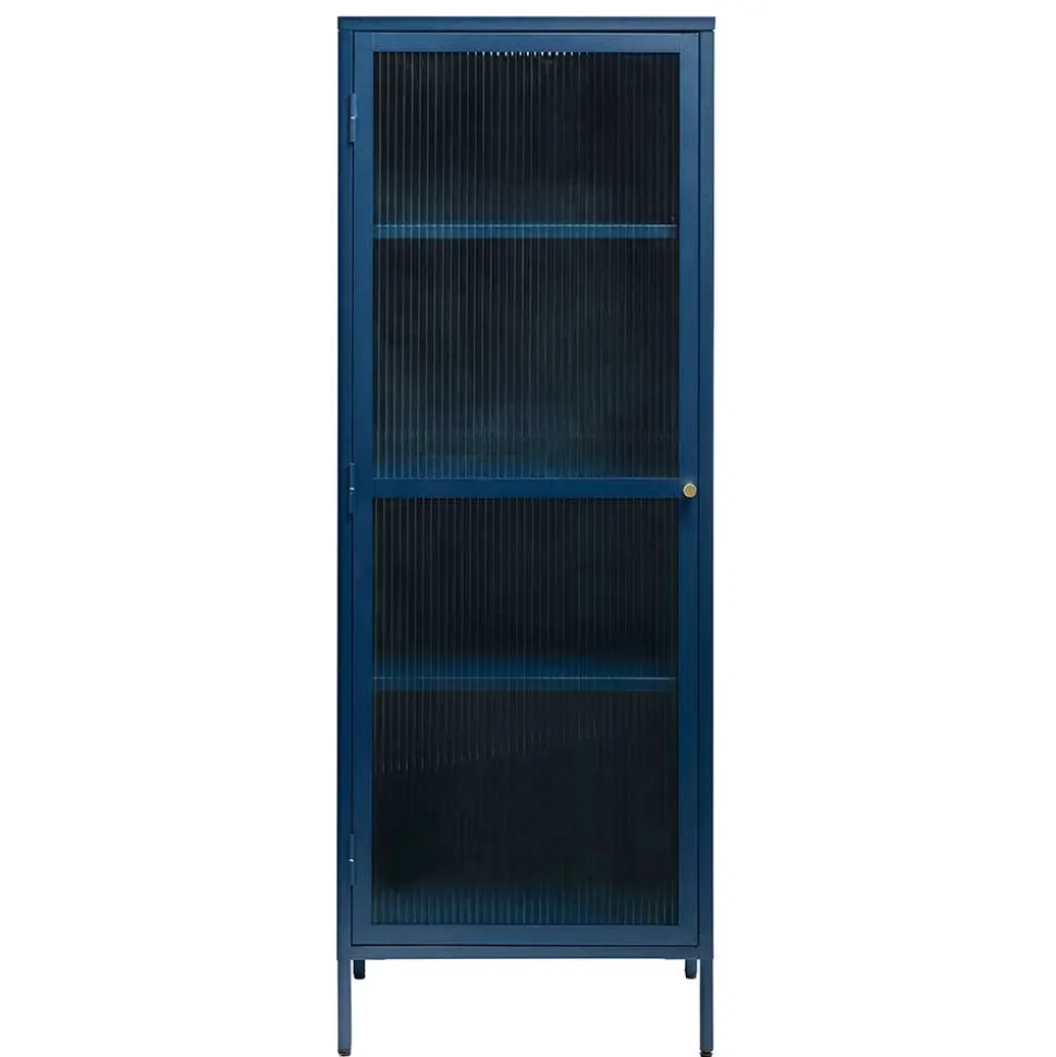 58x160x40 cm Metall Vitrine in Blau - Liseola