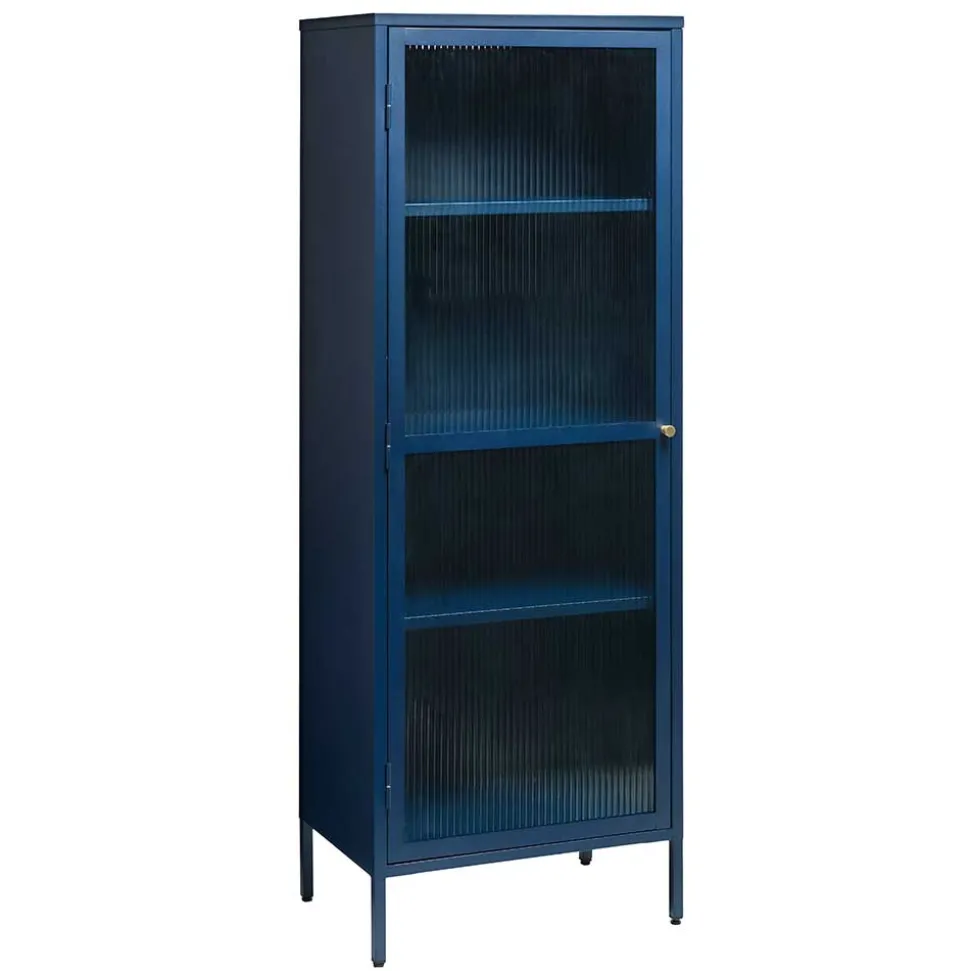 58x160x40 cm Metall Vitrine in Blau - Liseola