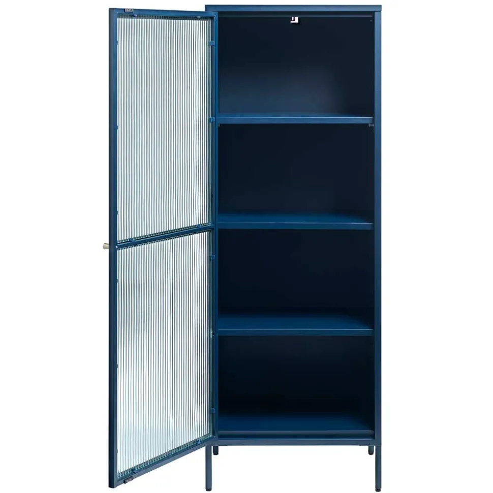 58x160x40 cm Metall Vitrine in Blau - Liseola
