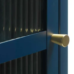 58x160x40 cm Metall Vitrine in Blau - Liseola