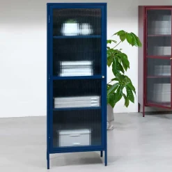 58x160x40 cm Metall Vitrine in Blau - Liseola