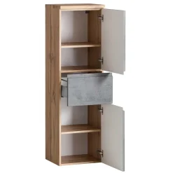130x40x35 cm Midi Badschrank in Beton & Wildeiche - Mia