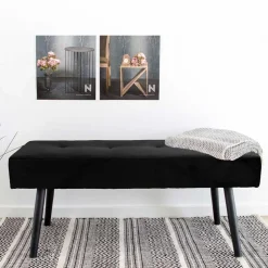 100x44x35 cm Polsterbank in Samt Schwarz - Minael