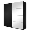 200x210x61 cm Schwarzer Kleiderschrank mit Schiebetüren - Dinamaro