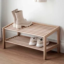 80x40x37 cm Skandi Schuhregal mit zwei Ablagen - Pluta