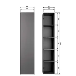 44x188x35 cm 1-türiger Schrank in Schwarz lackiert - Riley