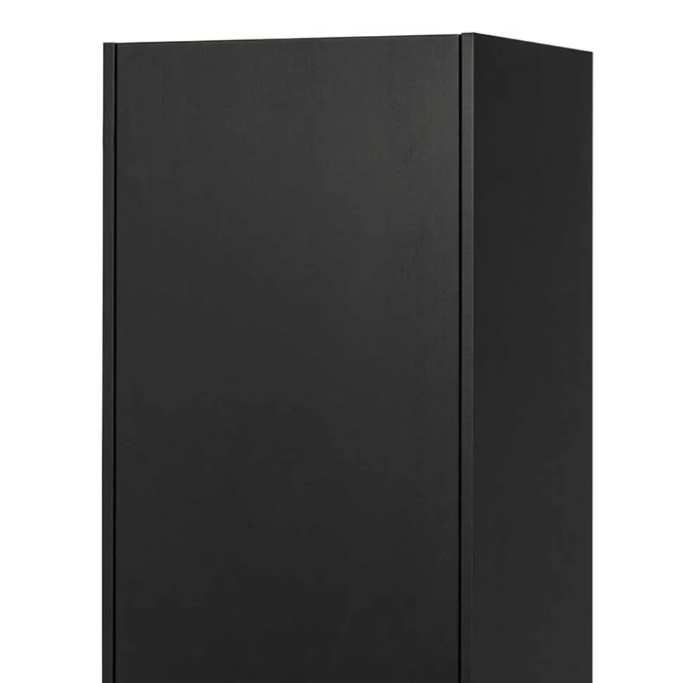 44x188x35 cm 1-türiger Schrank in Schwarz lackiert - Riley