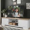 160x45x40 cm TV Schrank in Weiß & Eichefarben - Akedra