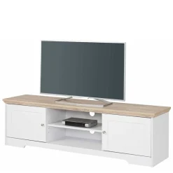 160x45x40 cm TV Schrank in Weiß & Eichefarben - Akedra