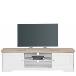 160x45x40 cm TV Schrank in Weiß & Eichefarben - Akedra