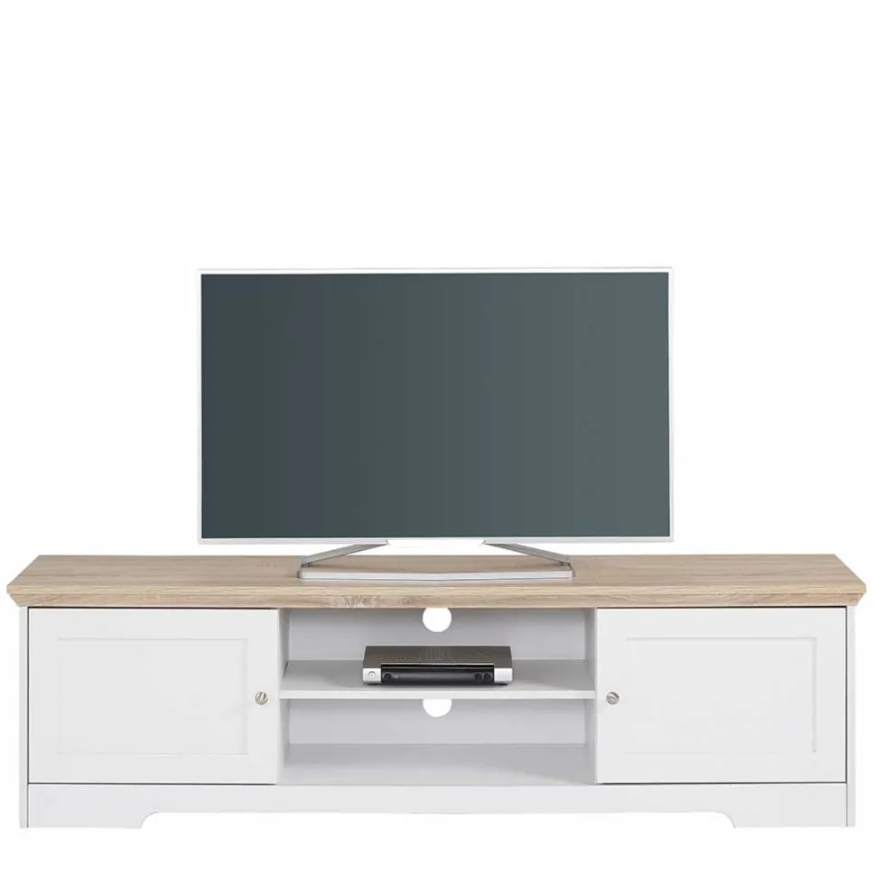 160x45x40 cm TV Schrank in Weiß & Eichefarben - Akedra