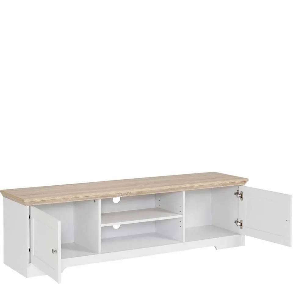 160x45x40 cm TV Schrank in Weiß & Eichefarben - Akedra