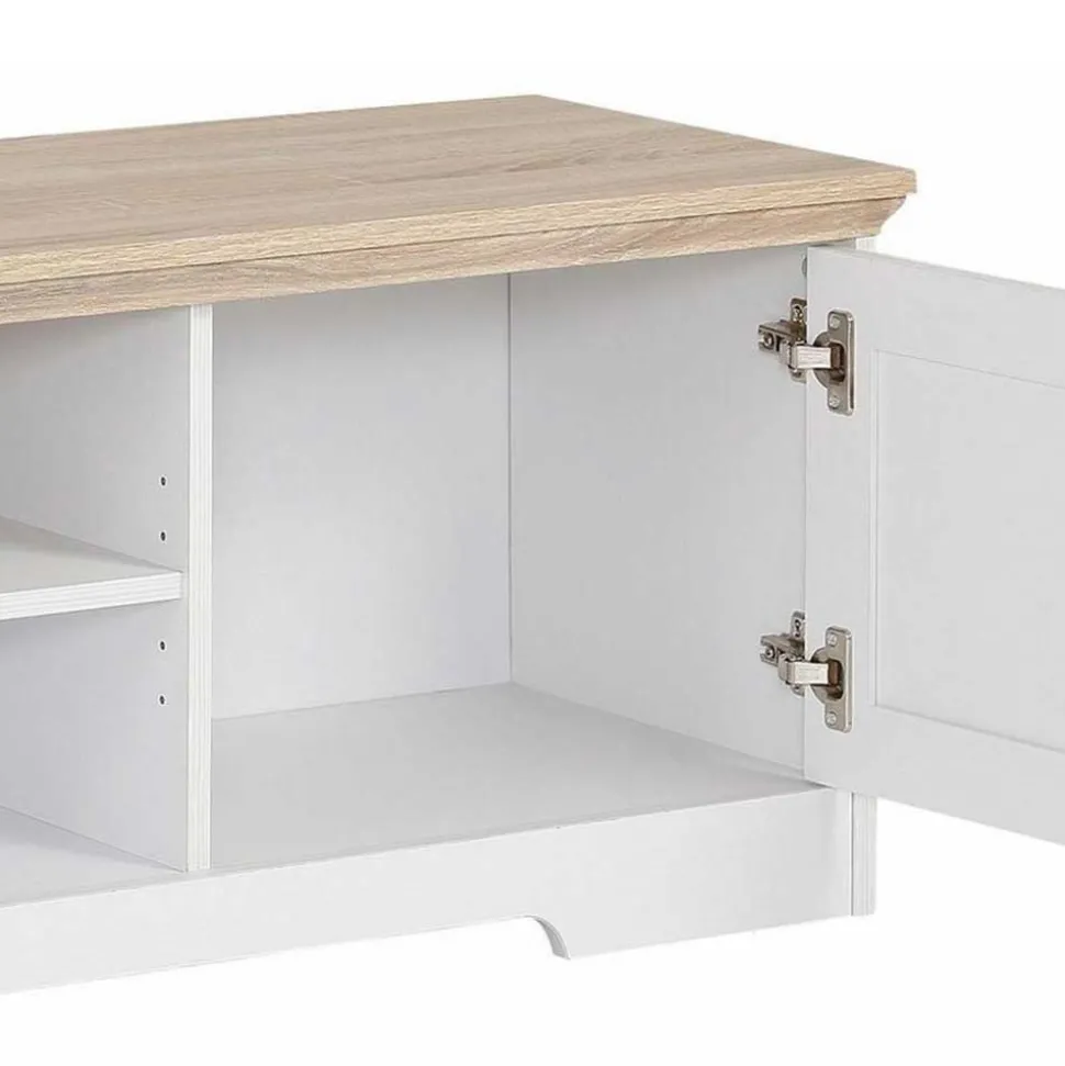 160x45x40 cm TV Schrank in Weiß & Eichefarben - Akedra